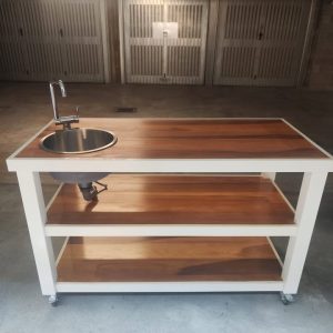 TAVOLO DI IROKO CON LAVABO