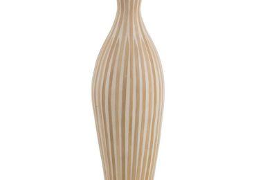 VASO BIANCO BEIGE BAMBU 20 X 20 X 64 CM