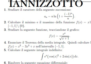 ANALISI MATEMATICA 1 INGEGNERIA