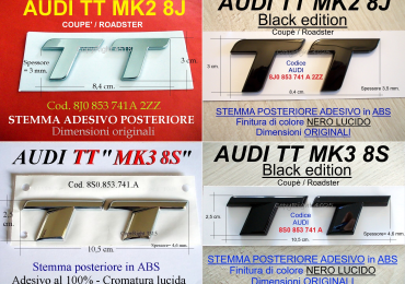 Stemma posteriore AUDI TT MK2 8J e MK3 8S EMBLEMA LOGO SCRITTA ABS ADESIVO NUOVI