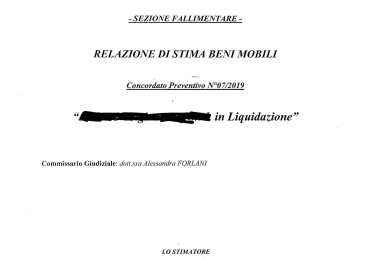 MACCHINARI E ATTREZZATURE IN PROCEDURA CONCORSUALE