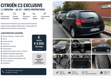 Citroën C3 Exclusive 1.1 Benzina – 60CV