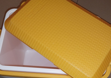 Frigorifero portatile passivo SELAP di colore giallo/verde/bianco