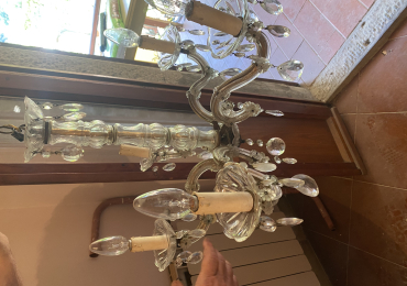 Lampadario vintage a gocce in vetro