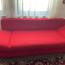 Divano letto contenitore in tessuto rosso
