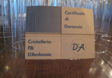BICCHIERI A GOCCIA  IN CRISTALLO CON GARANZIA.  (F.LLI D’AMBROSIO ) + REGALO