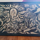 Grande quadro moderno thailandese (stile Picasso / Cubista) – 138×73 cm