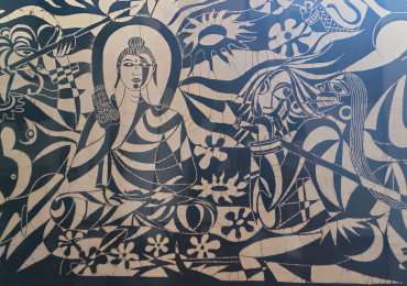 Grande quadro moderno thailandese (stile Picasso / Cubista) – 138×73 cm